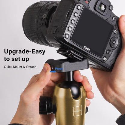 Geekoto 73-Inch Camera Tripod - Lightweight DSLR Tripod with 360° Ball Head & Quick Release Plate, Supports Up to 33.07 lbs, Portable for Travel & Outdoor Photography