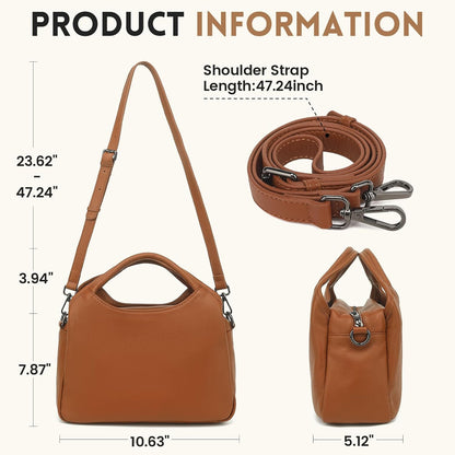 KOGTLA Genuine Leather Purses for Women, Crossbody Shoulder Bags with Top-Handle, Tote Satchel Handbags