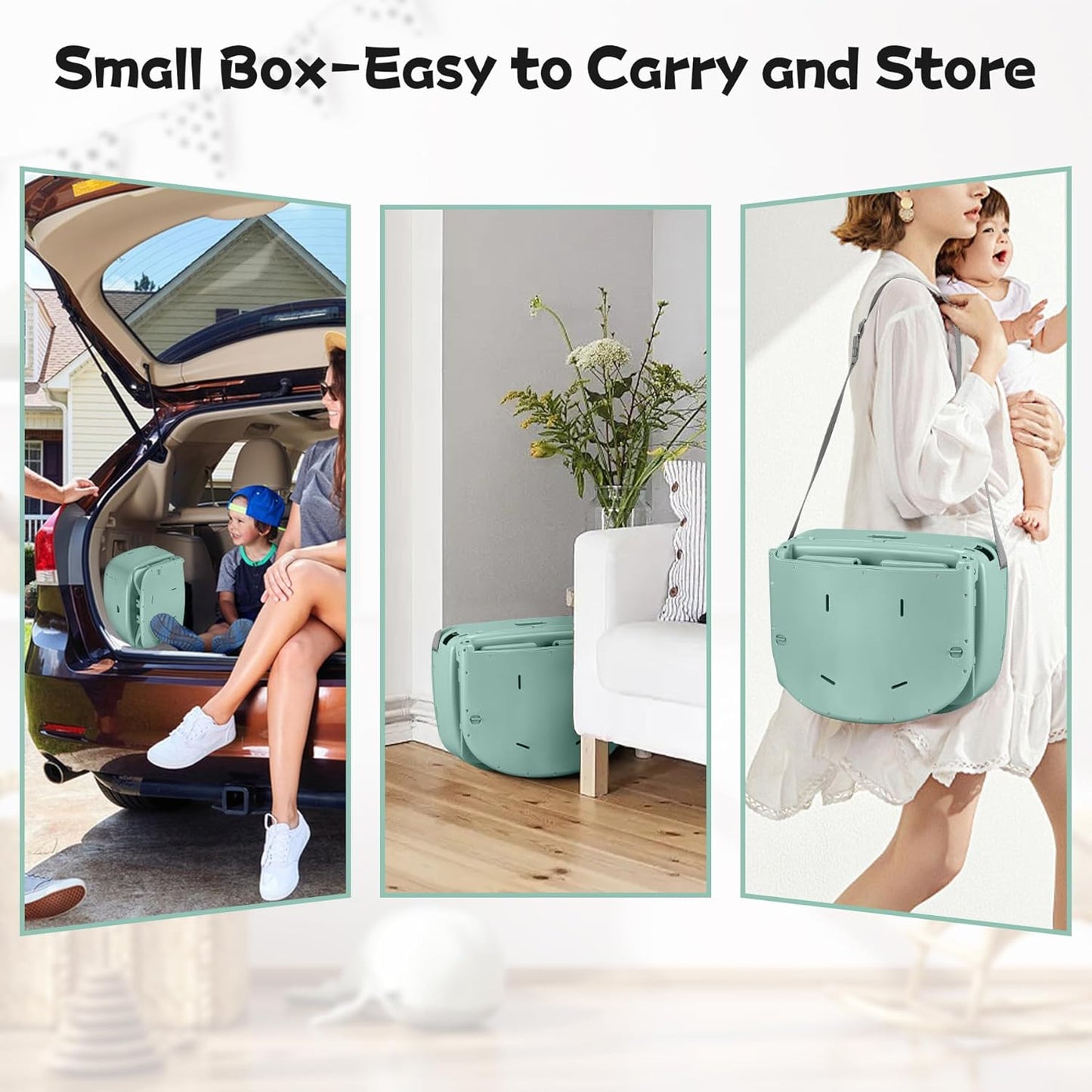 4 in 1 Portable Baby Highchair Convertible Highchair for Babies and Toddlers - Foldable Carry Small Box, High Chair, Infant Booster Seat, Dining Chair, Easy to Carry and Store(Green)