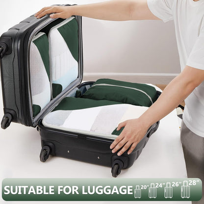 8 Set Packing Cubes for Travel, Gifts for Women Mom,Anti-Tearing Suitcase Organizer for Luggage with Shoe & Hanging Toiletry Bag,OlarHike Vacation Essentials & Accessories for Cruise Ship,Dark Green