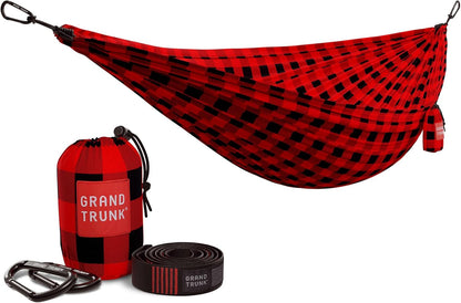 Grand Trunk Double Deluxe Parachute Nylon Hammock - 500lb Capacity Camping Hammock, 10.5x6.5ft, Lightweight & Durable (Heritage)