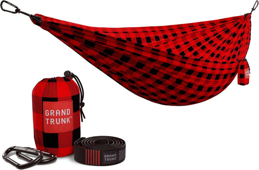 Grand Trunk Double Deluxe Parachute Nylon Hammock - 500lb Capacity Camping Hammock, 10.5x6.5ft, Lightweight & Durable (Heritage)
