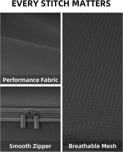 6 Set Compression Packing Cubes for Travel, Large Medium Small Luggage Organizers, Storage Bags for Clothes (6 Pack, Pure Black)