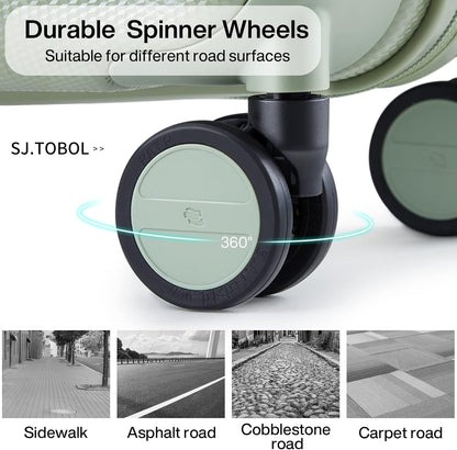 Hanke 24 Inch Luggage Suitcases With Spinner Wheels Lightweight PC Hard Shell Rolling Suitcase With Travel Lock,Checked-Medium 24-Inch(Bamboo Green)