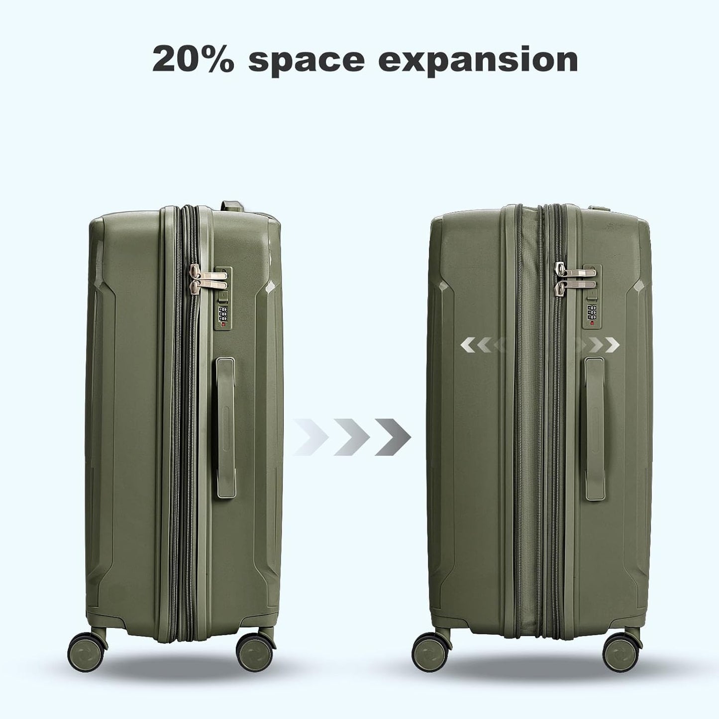 Nazhura Luggage Set, 3-Piece Hardside Suitcase Set, 20-inch Carry On, 24-inch, 28-inch Luggage