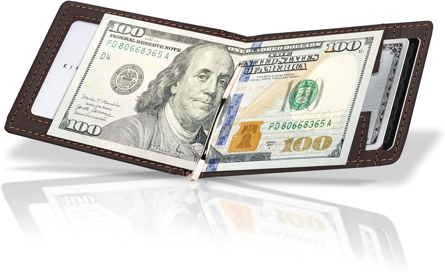 Kings Loot Money Clip Slim Minimalist Wallet for Men | RFID Blocking Leather Design with Money Clip | Front Pocket Bifold Holds 12 Cards | Stylish & Compact Wallets (Truffle)