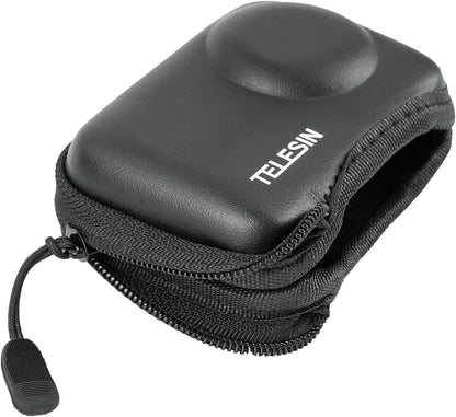 TELESIN Mini Carry Case Lens Protector for DJI Action 5 Pro Action 4 Action 3 Insta 360 Ace Insta360 Ace Pro Accessories, Mini Protective Carrying Bag Half Zipper for Selfie Stick Tripod Accessory