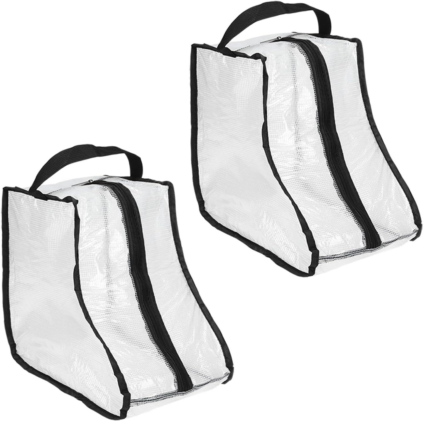 Boot Storage Bags [2PCS] - Plastic Short Boot Carry Bags Clear Shoe Bags with Handle for Travel & Daily Use - [Black] Waterproof & DustProof Boot Bags for Cowboy Boots