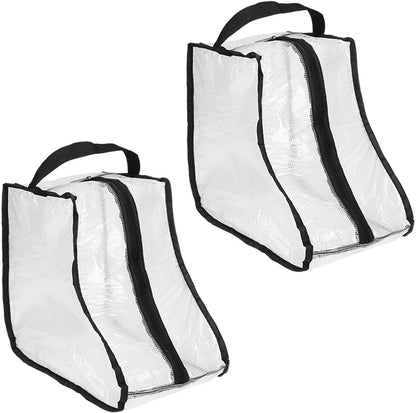 Boot Storage Bags [2PCS] - Plastic Short Boot Carry Bags Clear Shoe Bags with Handle for Travel & Daily Use - [Black] Waterproof & DustProof Boot Bags for Cowboy Boots