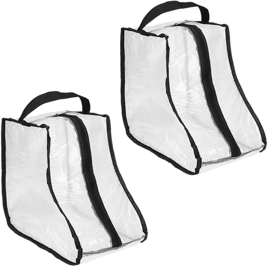 Boot Storage Bags [2PCS] - Plastic Short Boot Carry Bags Clear Shoe Bags with Handle for Travel & Daily Use - [Black] Waterproof & DustProof Boot Bags for Cowboy Boots