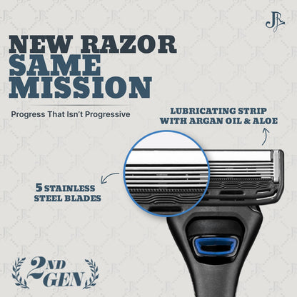 Jeremy's Razors for Men: Precision 5 Blade Razor - Stainless Blades, Lubricating Strip, Precision Trimmer - Men's Shaving Essentials Kit, Travel Shaver Face Body Head Shavers (1 Razor 1 Cartridge)