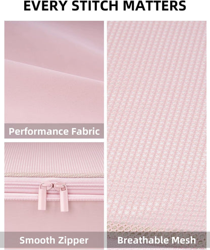 6 Set Compression Packing Cubes for Travel, Large Medium Small Luggage Organizers, Storage Bags for Clothes (6 Pack, Dusty Pink)