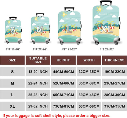 WUJIAONIAO Travel Luggage Cover Baggage Suitcase Cover Protector Skins 18-32 Inch (Beach, M (for 22-24 inch luggage))