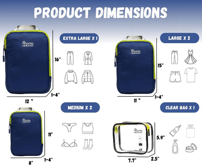 6 Set/3 Set Ultralight Compression Packing Cubes, Suitcase and Backpack Travel Organizer Bags