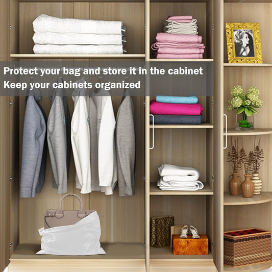 6 Pack Dust Bags for Handbags Silk Dust Cover Bag for Handbags Purses Shoes Boots, Silk Dustproof Drawstring Bag Travel Storage Pouch (White, 19.6 × 15.7 in)