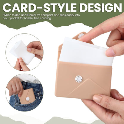 LemonRoad Silicone Folding Camping Cup Card Design Collapsible Silicone Travel Cup Waterproof 250 ml for Camping Outdoors International Travel (Light Brown)