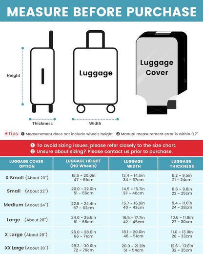 Travelkin Clear Luggage Cover Protectors For Suitcase Transparent TPU Suitcase Cover Protector Fit 18-32 Inch Luggage