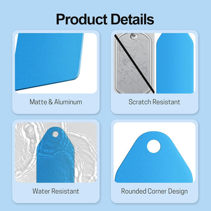 4 PCS Personalized Metal Luggage Tag – Personalized Engraved Suitcase Tag, Backpack Tag, with Matching Color Strap, Waterproof Suitcase Name Badge – Ideal Corporate Gift & Travel Accessory (Blue)