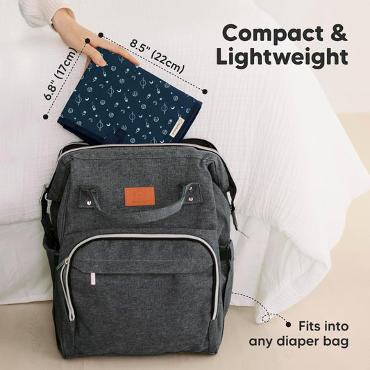 KeaBabies Portable Diaper Changing Pad, Easy Wipe Clean - Foldable Waterproof Baby Changing Mat for Diaper Bag, Compact, Lightweight, 25x13 Baby Changer Travel Essential, Machine Washable (Planets)