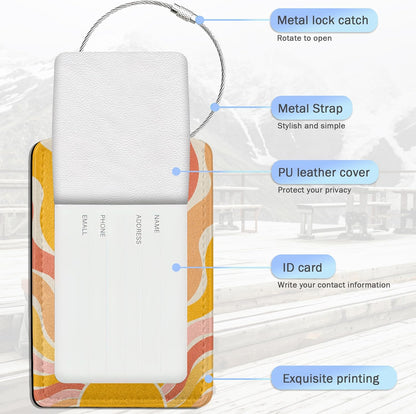 Retro Boho Rainbow Luggage Tags,2 Pack Sunrise Luggage Tag,Leather Privacy Cover ID Label with Stainless Steel Loop for Women Men Kids Girls Travel