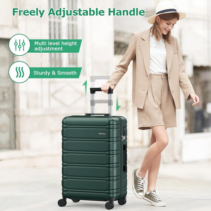 BEOW Luggage Sets 3 Piece For Men Women Expandable Hard Sided Suitcase Sets 3 Pcs With Durable Spinner Wheels Lightweight Zipper Luggage With TSA Lock Travel Luggage Set ArmyGreen 20/24/28 Inch