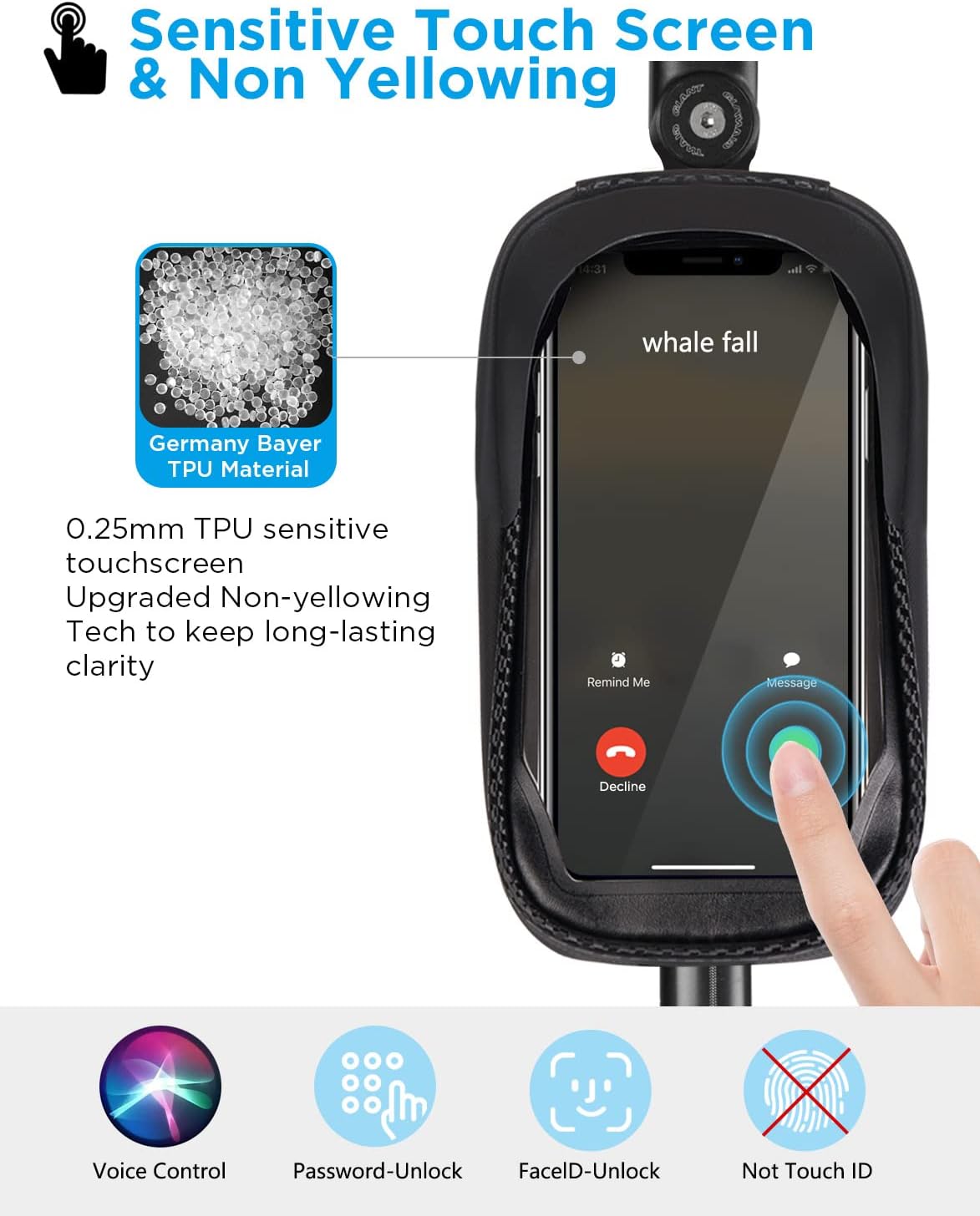 whale fall Bike Phone Frame Bag Waterproof, 3D Eva Hard Shell, Bike Phone Holder, Bicycle Top Tube Bag, Cycling Pouch with Rain Cover, Bike Accessories for Phones Under 7"