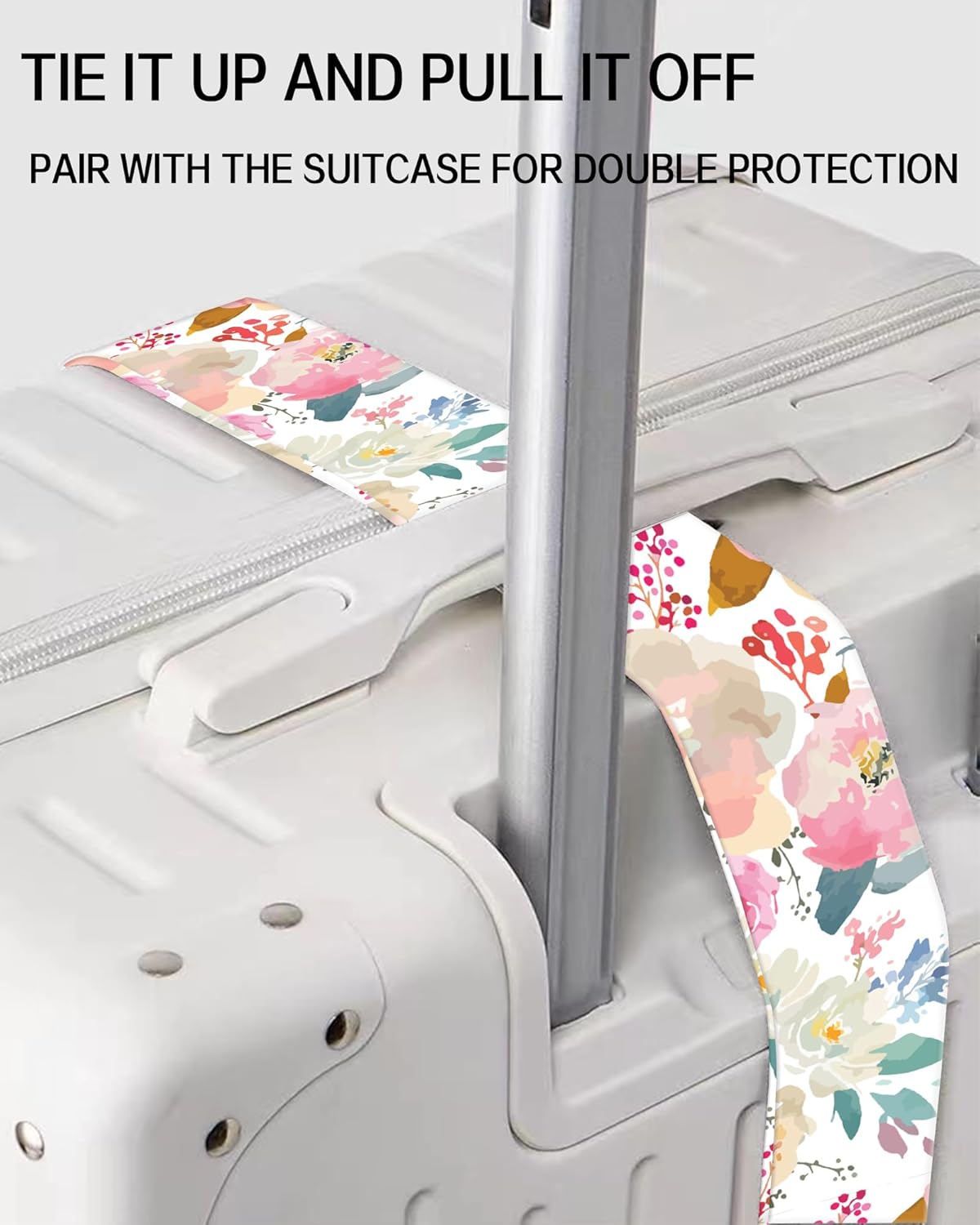 Luggage Straps for Suitcases, Adjustable Travel Belt, Durable Wide Luggage Strap, Cute Suitcase Strap Identifiers with Buckle, Bag Straps for Luggage, Cute Pink Flowers