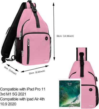 MOSISO Sling Backpack Bag, Crossbody Shoulder Bag Travel Hiking Daypack Chest Bag with Front Square Pocket&USB Charging Port