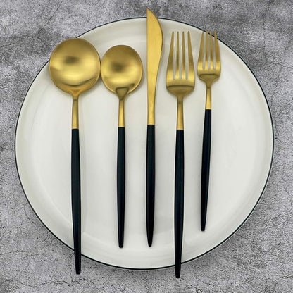 Gugrida 5-Piece 18/10 Stainless Steel Matte Gold Silverware Set, Kitchen - Image 4