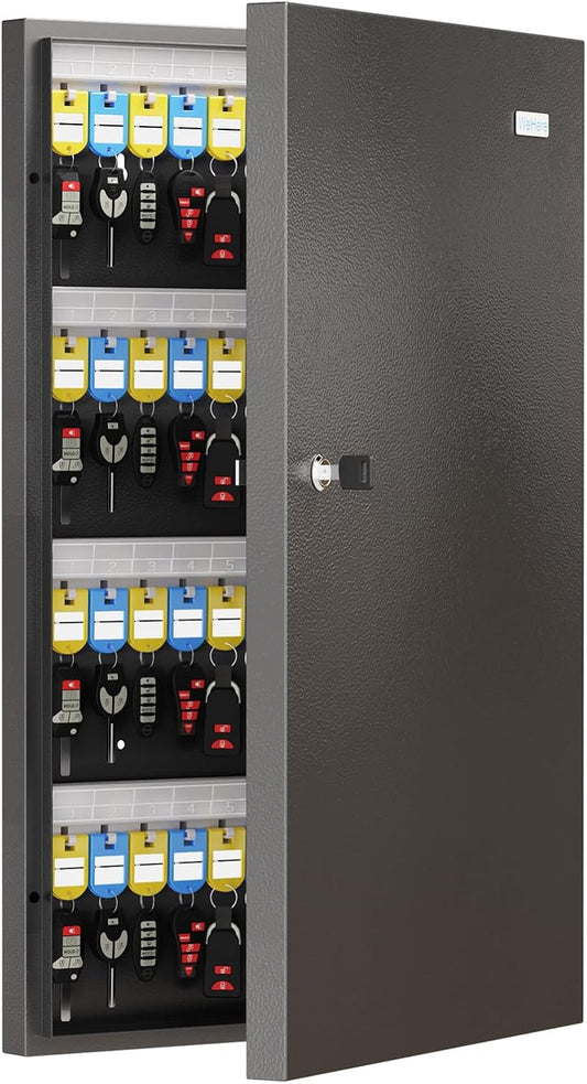 96 Key Lock Box, Key Cabinet Organizer, Key Safe Security Storage Lockbox Holder for Valets, Hotels, Car and House Keys, Key Keeper Box – Black