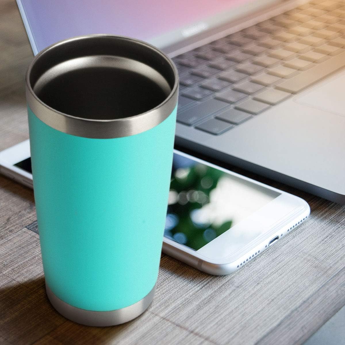 HASLE OUTFITTERS 20oz Tumblers Bulk Stainless Steel Cup with Lid Double Wall Vacuum Insulated Coffee Mug for Cold & Hot Drinks 1 Pack, Light Blue