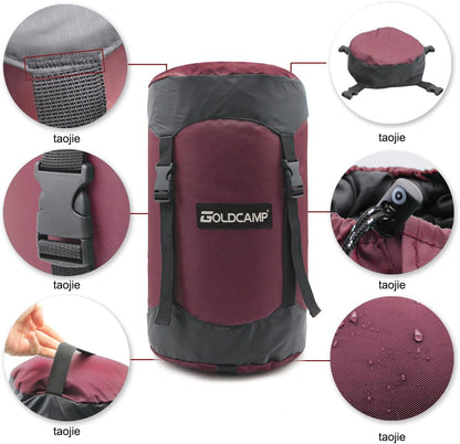 GoldCamp compression stuff sack for Ultralight sleeping bag, space saving gear with dust flap,18L/30L/43L/49L/65L Compression Stuff Sack, Waterproof, Camping, Travel, Outdoor, Backpacking (Red, XXXL)