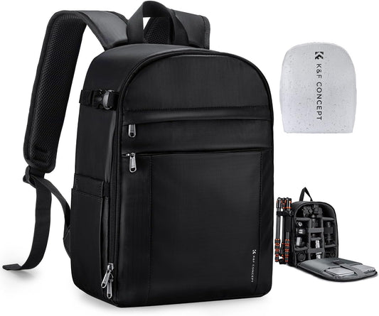 K&F CONCEPT Camera Backpack Bag, Professional DSLR/SLR/Mirrorless Camera Bag with Tripod Holder & Rain Cover, Waterproof Photography Camera Case Compatible with Canon/Sony/Nikon/FUJIFILM
