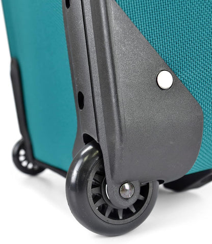 U.S. Traveler Lightweight Rolling 20" Carry On Luggage Softside Suitcase, Teal, 2 Wheel Single