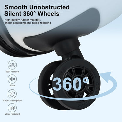 Carry On Luggage 22×14×9 Airline Approved, 20 Inch Lightweight ABS+PC Hard Shell Suitcases with Front Pocket, Spinner Wheels, TSA Lock (White, 1PC)