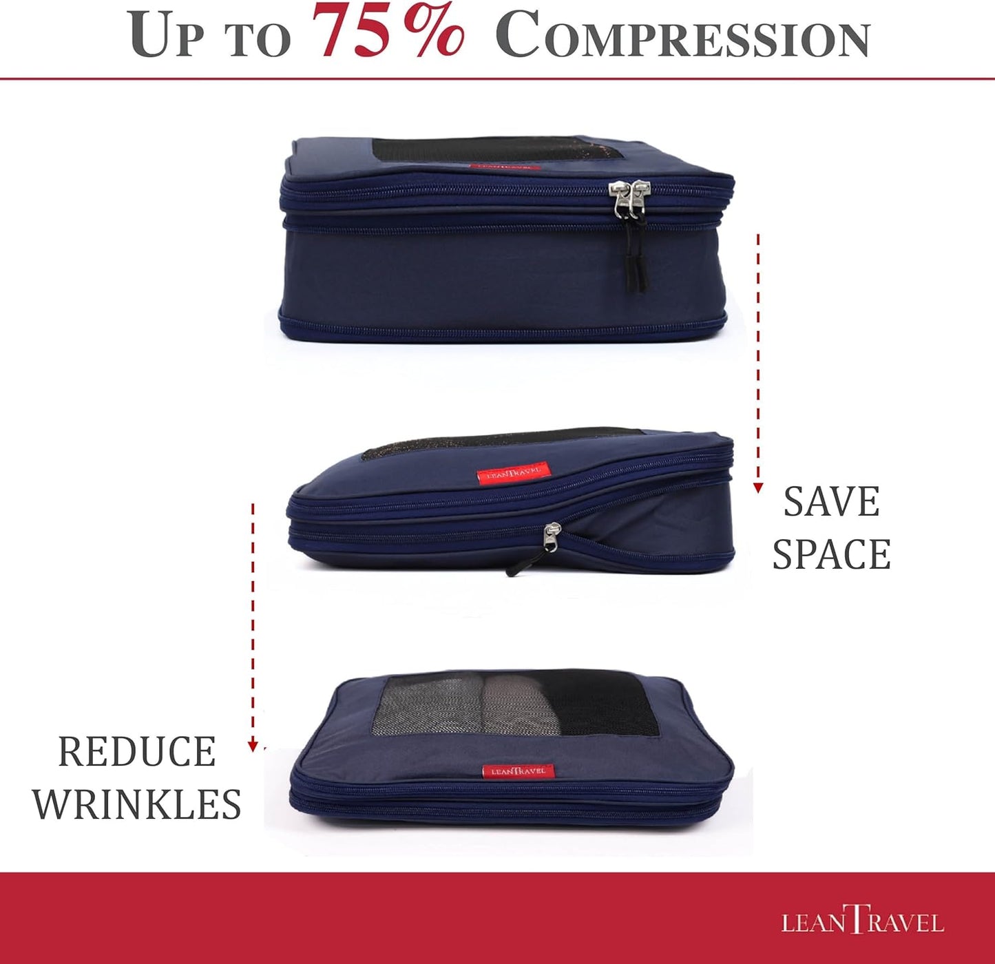 Compression Packing Cubes for Travel Organizers with Double Zipper, LeanTravel