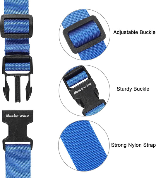 Buckle with Clips, Adjustable Nylon Straps with Buckle, Packing Strap, Blue 4 Pack (6’x1)