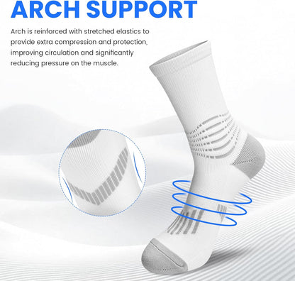 IRAMY Crew Compression Socks Athletic Running Socks for Men Women Plantar Fasciitis Relief 3/6 Pairs