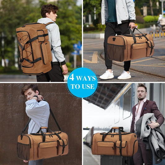 Lyweem Large Duffle Bag Backpack for Travel, 70L Heavy Duty Gym Duffel Bag with Shoes Compartment for Men & Women, Weekender Overnight Sports Backpack for Traveling