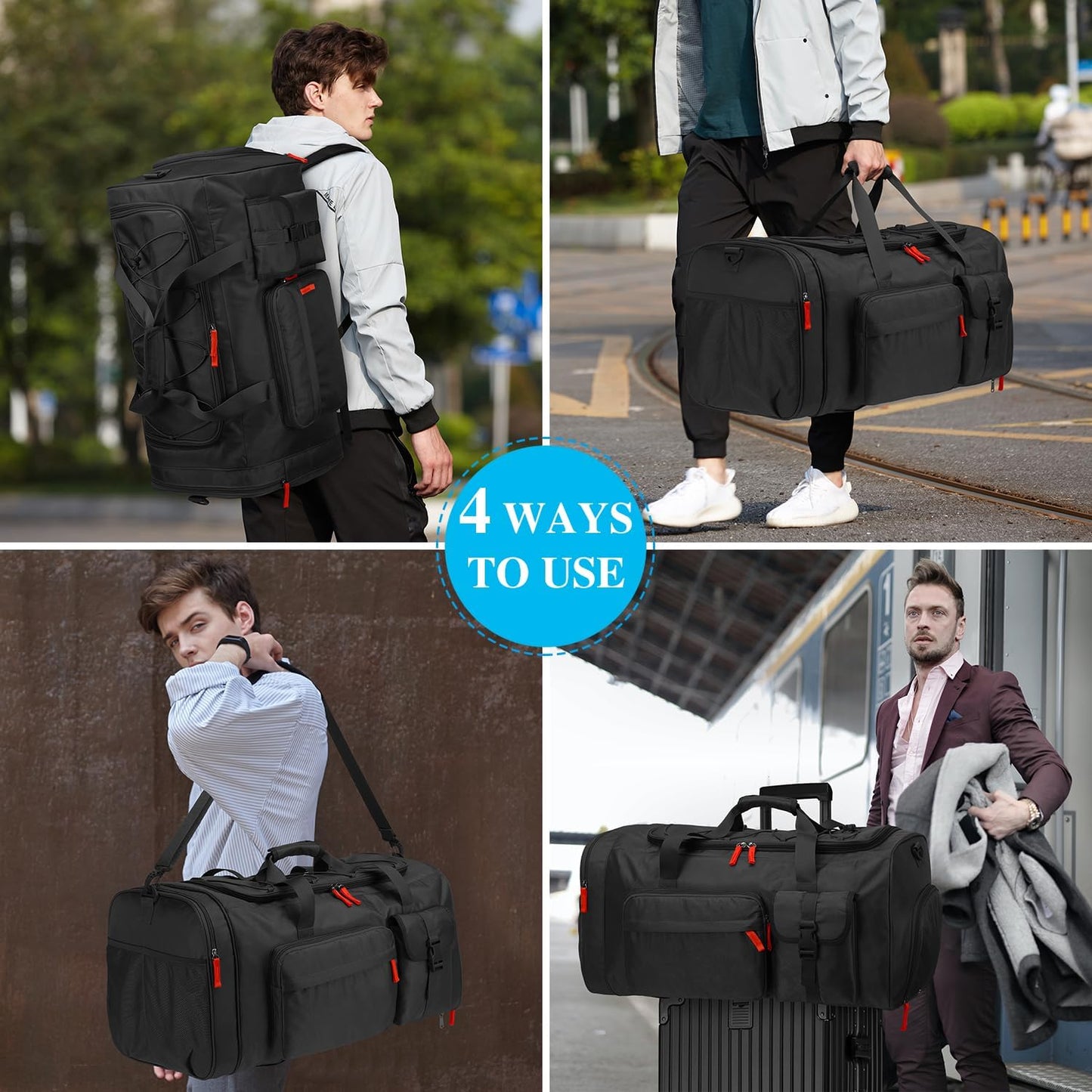 Lyweem Large Duffle Bag Backpack for Travel, 70L Heavy Duty Gym Duffel Bag with Shoes Compartment for Men & Women, Weekender Overnight Sports Backpack for Traveling