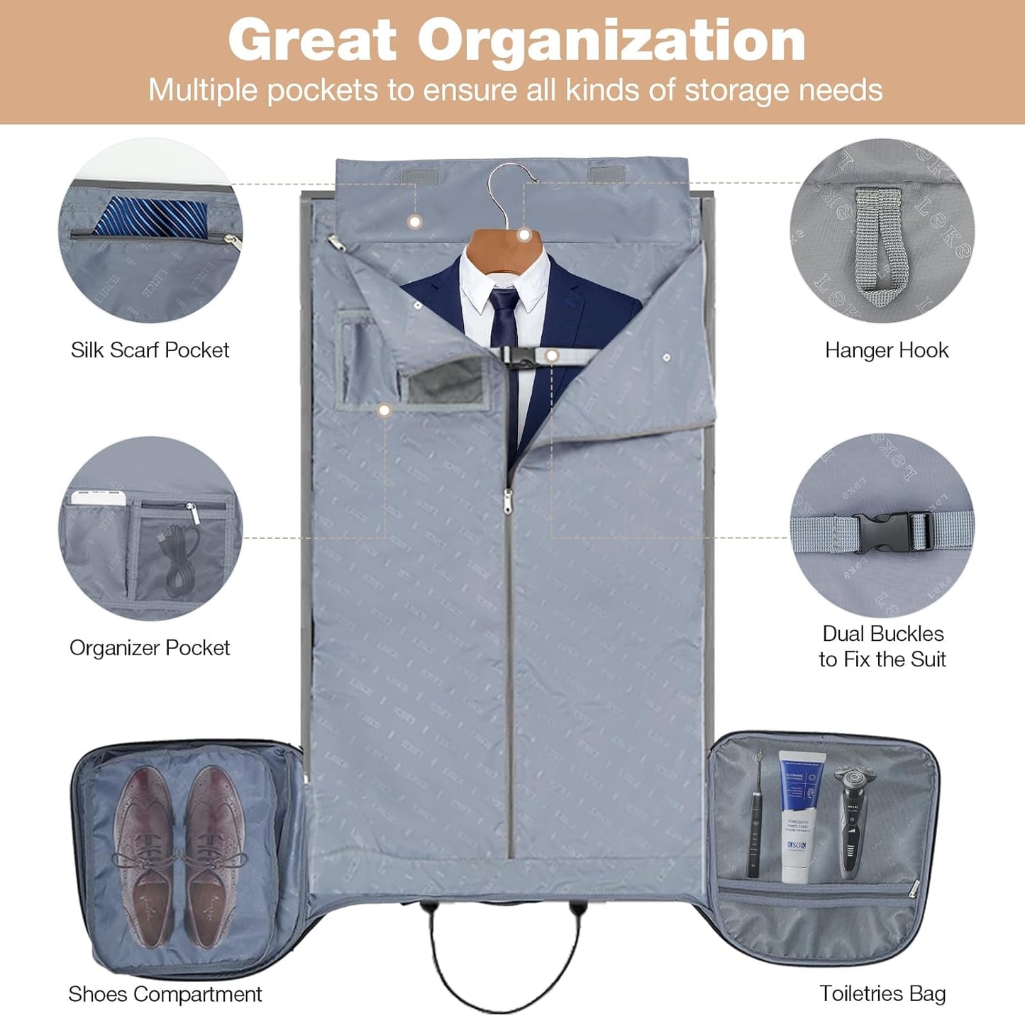 Garment Bags with Wheels, Garment Convertible Weekender Bags, Large Garment Bags for Travel, Duffle Luggage Bag Garment Bag (Black)