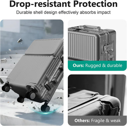 Hard Shell Luggage 20 Inch Travel Suitcase, 22x14x9 Airline Approved with TSA Lock, ABS Aluminum Frame, Lightweight Travel Luggage 20'' 24'' 26'' Carry-on Luggage (Upgraded Grey, 20 Inch)