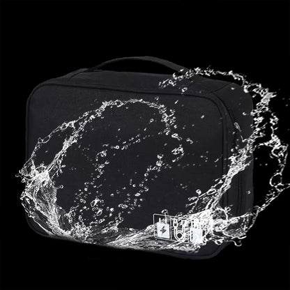 Cable Organizer bag for women or men,Electronic Accessories Carry Case Portable Waterproof Double Layers All-in-One Storage Bag for Cord, Charger, Phone, Earphone (Black)
