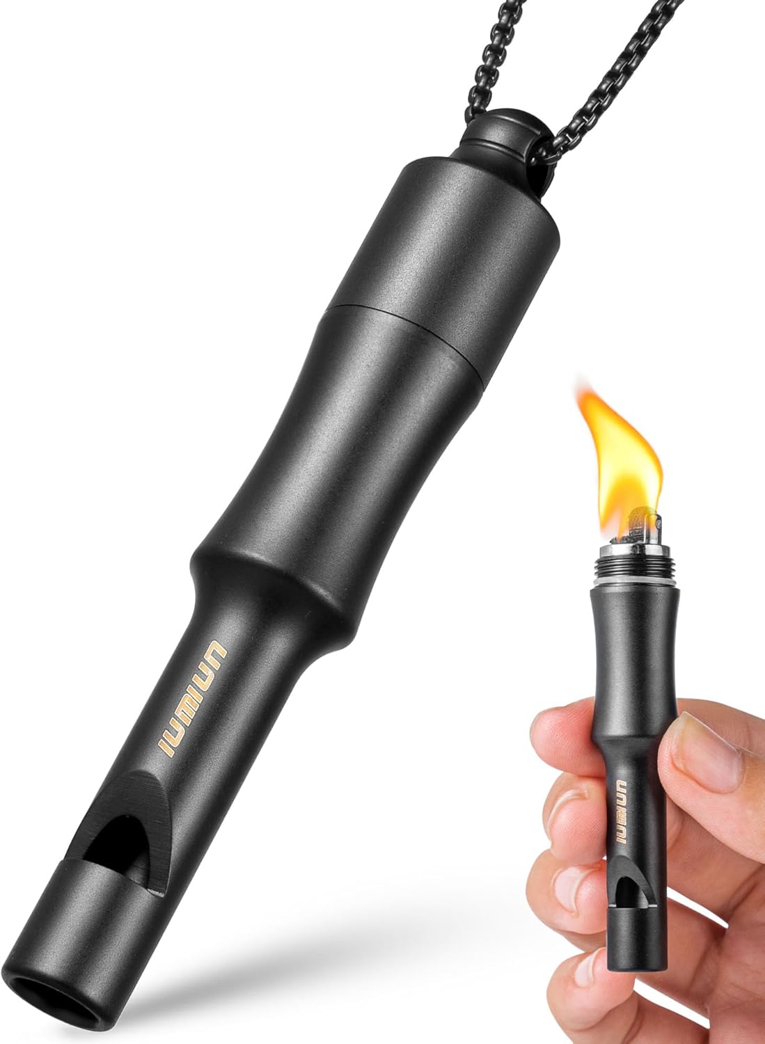 3-in-1 Fire Starter Survival Tool -Titanium Emergency Whistle, Kerosene Lighter & Mini Pill Holder, IPX8 Water-Resistant, Dust-Resistant, Compact for Hiking, Camping, Rescue(Fuel not Included)