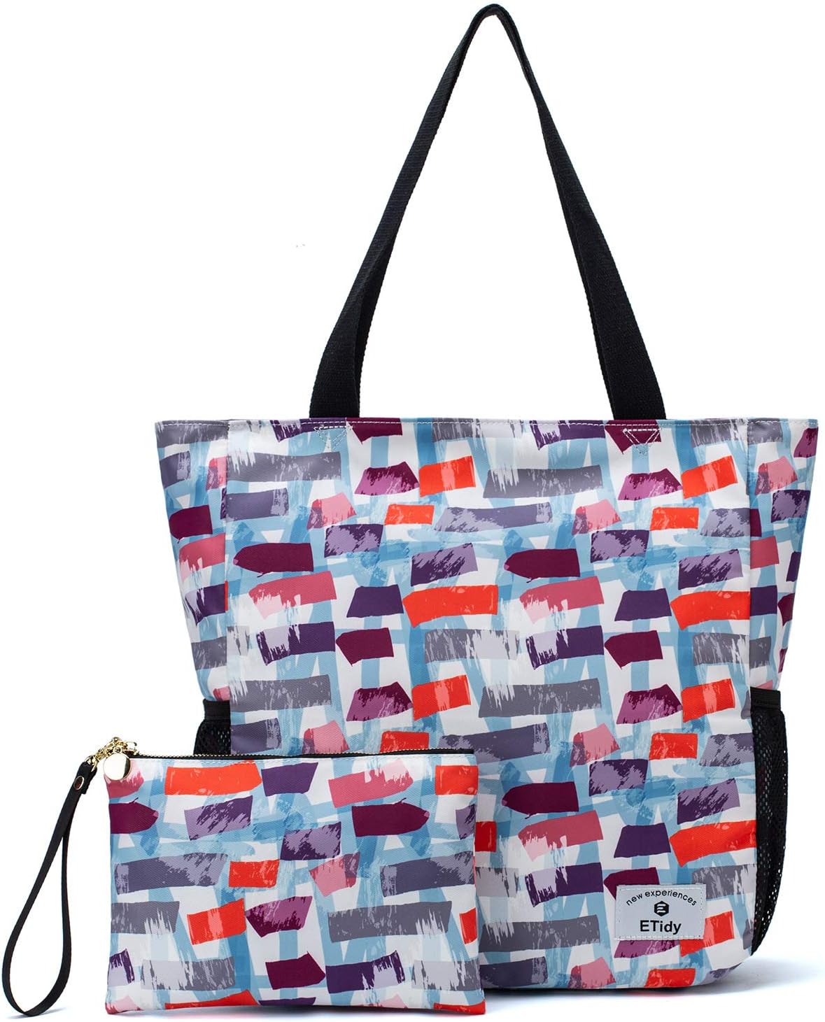 ETidy Large Capacity Foldable Tote Bag With Zipper Water-resistant SandproofWomen Beach Bag Handbag GymBag Travel ShoppingBag