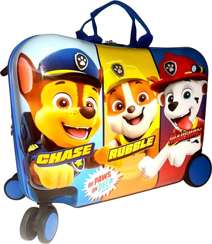 Fast Forward Ride-On 18" Suitcase For Kids/Tow-Along Toddler Carry-On Luggage With Wheels (Paw Patrol)