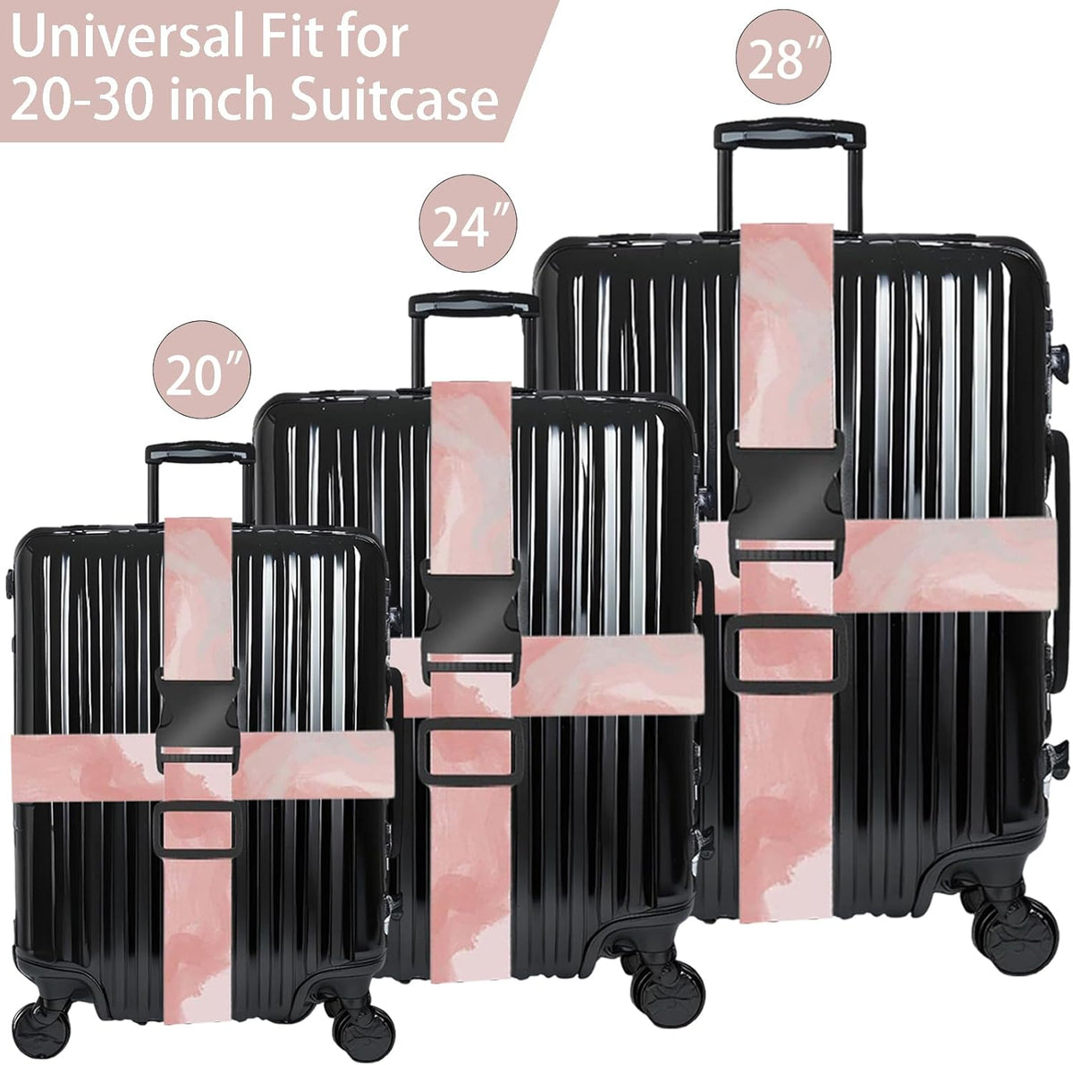 Pink Clouds Luggage Straps for Suitcases, Adjustable Luggage Travel Belts to Keep Luggage Security While Travel, Strong Polyester Fabric, Easy-to-Recognize Stylish Design Travel Accessories, 2 Pack