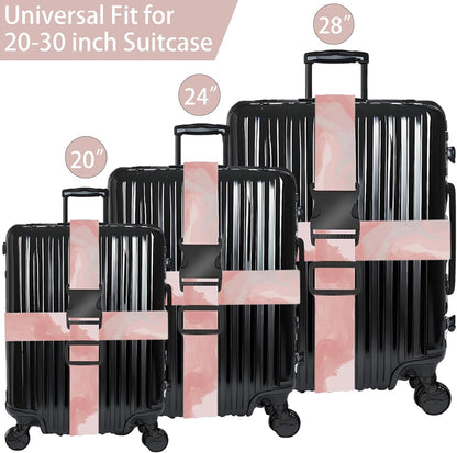 Pink Clouds Luggage Straps for Suitcases, Adjustable Luggage Travel Belts to Keep Luggage Security While Travel, Strong Polyester Fabric, Easy-to-Recognize Stylish Design Travel Accessories, 2 Pack