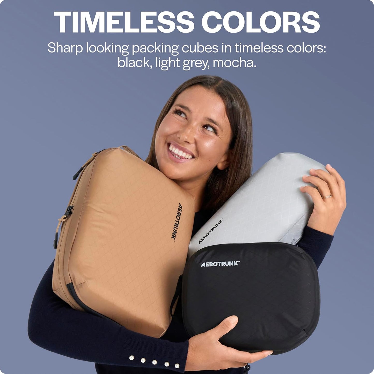 Aerotrunk Ultralight Compression Packing Cubes - Lightweight Travel Organizers for Suitcases and Luggage (6-Pack, Mocha)