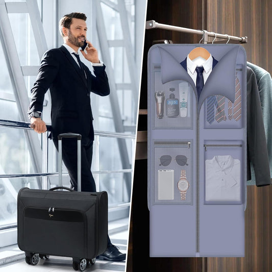 Softside Rolling Garment Bag, Large Duffle Garment Bag with Wheels, 3 in 1 Detachable Suit Luggage for Women Men, Business Travel Weekender, Black